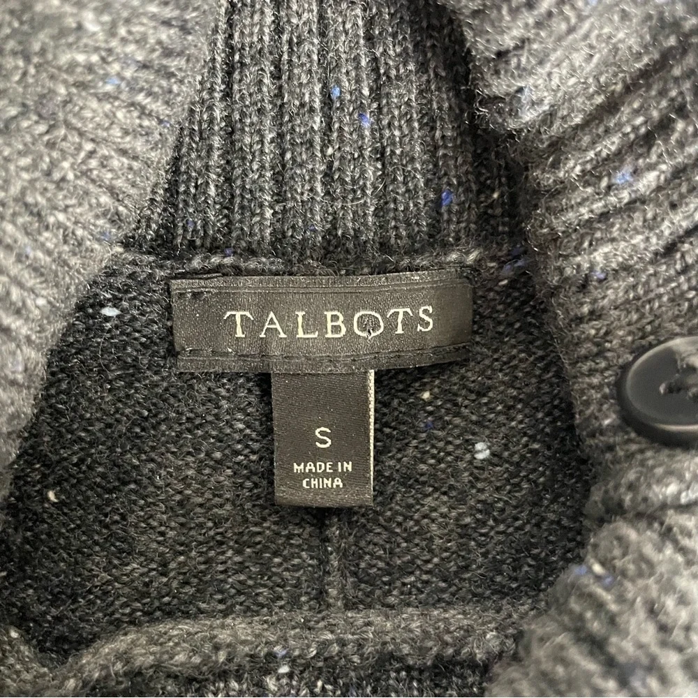 Talbots Sweater Dress Gray Donegal Speckled Cowl Neck Knit Size Small‎